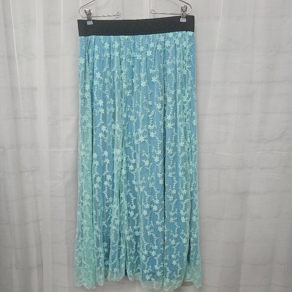 LuLaRoe Skirt Blue Lace Midi Fairy Grunge Whimsigoth Festival XL